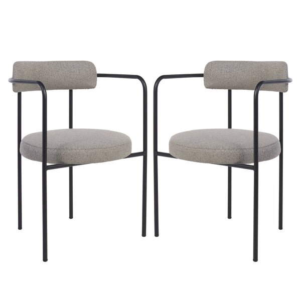 Safavieh Andrean Dining Chair - Chic Grey Boucle Fabric With Black Metal Legs For Stylish Comfort And Durability Grey ,Black Metal ,Fabric ,Foam ,Mdf Dch3901a-set2