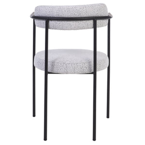 Safavieh Andrean Dining Chair - Chic Grey Boucle Fabric With Black Metal Legs For Stylish Comfort And Durability Black W,White ,Black Metal ,Fabric ,Foam ,Mdf Dch3901b-set2