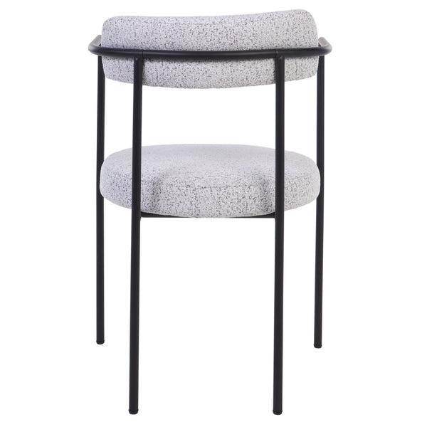 Safavieh Andrean Dining Chair - Chic Grey Boucle Fabric With Black Metal Legs For Stylish Comfort And Durability Black W,White ,Black Metal ,Fabric ,Foam ,Mdf Dch3901b-set2