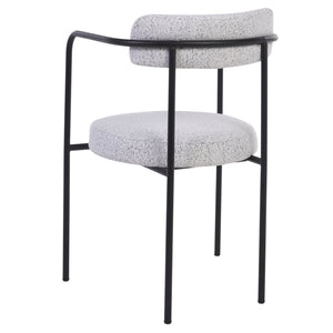 Safavieh Andrean Dining Chair - Chic Grey Boucle Fabric With Black Metal Legs For Stylish Comfort And Durability Black W,White ,Black Metal ,Fabric ,Foam ,Mdf Dch3901b-set2