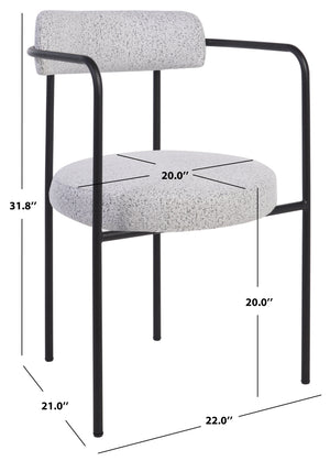 Safavieh Andrean Dining Chair - Chic Grey Boucle Fabric With Black Metal Legs For Stylish Comfort And Durability Black W,White ,Black Metal ,Fabric ,Foam ,Mdf Dch3901b-set2