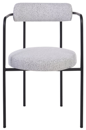 Safavieh Andrean Dining Chair - Chic Grey Boucle Fabric With Black Metal Legs For Stylish Comfort And Durability Black W,White ,Black Metal ,Fabric ,Foam ,Mdf Dch3901b-set2