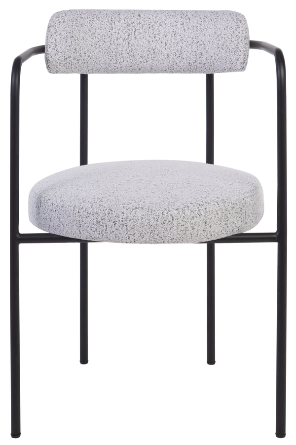 Safavieh Andrean Dining Chair - Chic Grey Boucle Fabric With Black Metal Legs For Stylish Comfort And Durability Black W,White ,Black Metal ,Fabric ,Foam ,Mdf Dch3901b-set2