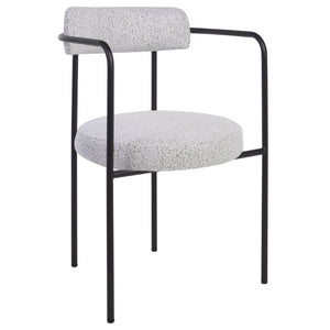 Safavieh Andrean Dining Chair - Chic Grey Boucle Fabric With Black Metal Legs For Stylish Comfort And Durability Black W,White ,Black Metal ,Fabric ,Foam ,Mdf Dch3901b-set2