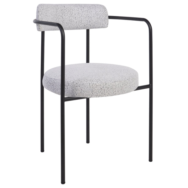Safavieh Andrean Dining Chair - Chic Grey Boucle Fabric With Black Metal Legs For Stylish Comfort And Durability Black W,White ,Black Metal ,Fabric ,Foam ,Mdf Dch3901b-set2