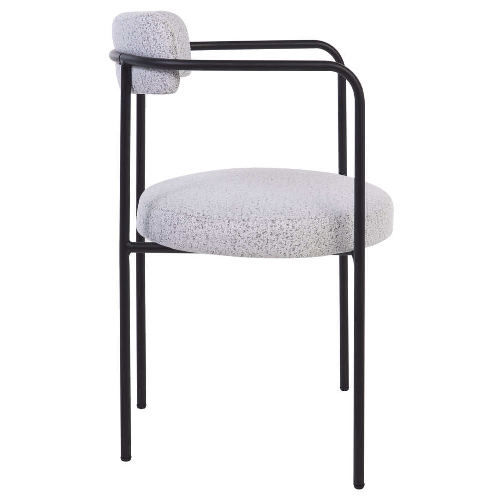 Safavieh Andrean Dining Chair - Chic Grey Boucle Fabric With Black Metal Legs For Stylish Comfort And Durability Black W,White ,Black Metal ,Fabric ,Foam ,Mdf Dch3901b-set2