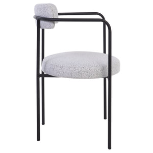 Safavieh Andrean Dining Chair - Chic Grey Boucle Fabric With Black Metal Legs For Stylish Comfort And Durability Black W,White ,Black Metal ,Fabric ,Foam ,Mdf Dch3901b-set2