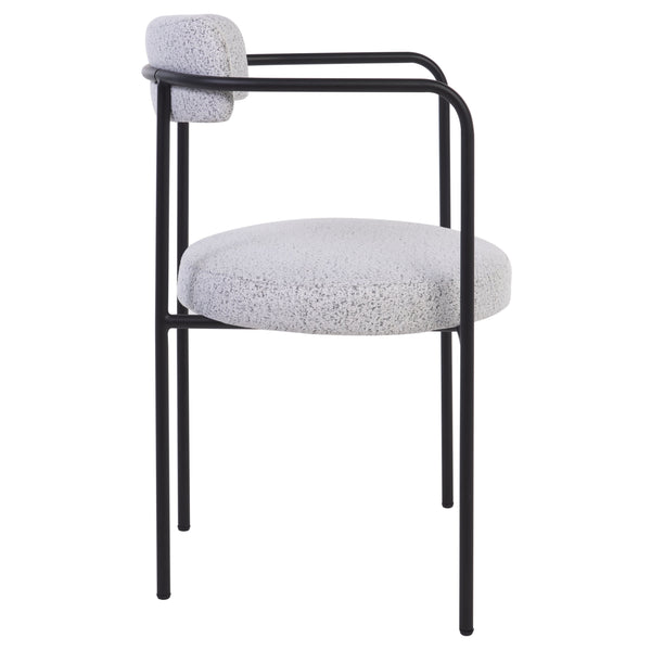 Safavieh Andrean Dining Chair - Chic Grey Boucle Fabric With Black Metal Legs For Stylish Comfort And Durability Black W,White ,Black Metal ,Fabric ,Foam ,Mdf Dch3901b-set2