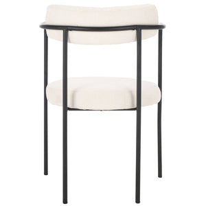 Safavieh Andrean Dining Chair - Chic Grey Boucle Fabric With Black Metal Legs For Stylish Comfort And Durability White ,Black Metal ,Fabric ,Foam ,Mdf Dch3901c-set2