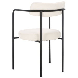 Safavieh Andrean Dining Chair - Chic Grey Boucle Fabric With Black Metal Legs For Stylish Comfort And Durability White ,Black Metal ,Fabric ,Foam ,Mdf Dch3901c-set2