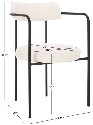 Safavieh Andrean Dining Chair - Chic Grey Boucle Fabric With Black Metal Legs For Stylish Comfort And Durability White ,Black Metal ,Fabric ,Foam ,Mdf Dch3901c-set2