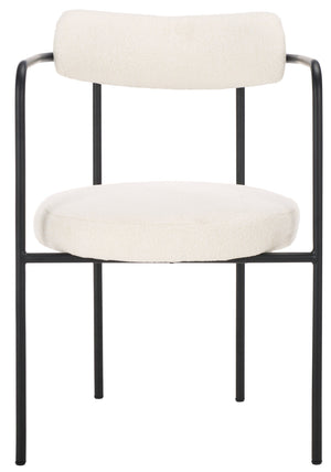Safavieh Andrean Dining Chair - Chic Grey Boucle Fabric With Black Metal Legs For Stylish Comfort And Durability White ,Black Metal ,Fabric ,Foam ,Mdf Dch3901c-set2