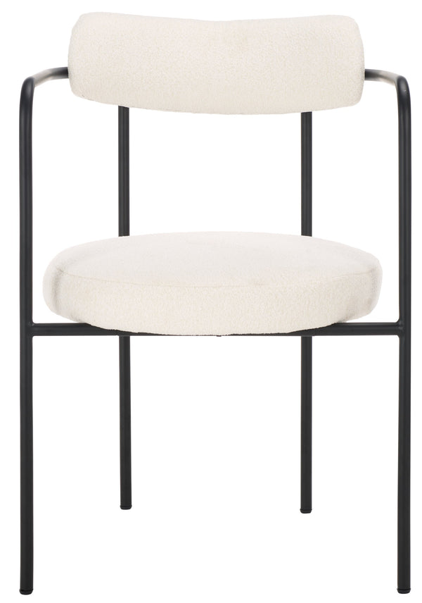 Safavieh Andrean Dining Chair - Chic Grey Boucle Fabric With Black Metal Legs For Stylish Comfort And Durability White ,Black Metal ,Fabric ,Foam ,Mdf Dch3901c-set2