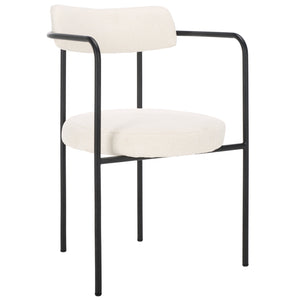 Safavieh Andrean Dining Chair - Chic Grey Boucle Fabric With Black Metal Legs For Stylish Comfort And Durability White ,Black Metal ,Fabric ,Foam ,Mdf Dch3901c-set2