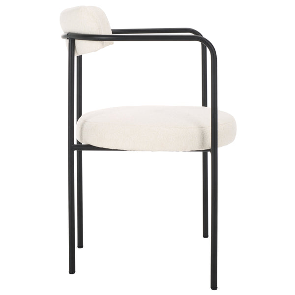 Safavieh Andrean Dining Chair - Chic Grey Boucle Fabric With Black Metal Legs For Stylish Comfort And Durability White ,Black Metal ,Fabric ,Foam ,Mdf Dch3901c-set2