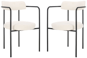 Safavieh Andrean Dining Chair - Chic Grey Boucle Fabric With Black Metal Legs For Stylish Comfort And Durability White ,Black Metal ,Fabric ,Foam ,Mdf Dch3901c-set2