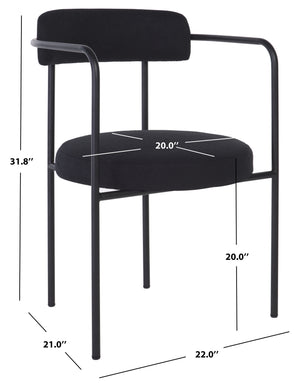 Safavieh Andrean Dining Chair - Chic Grey Boucle Fabric With Black Metal Legs For Stylish Comfort And Durability Black ,Black Metal ,Fabric ,Foam ,Mdf Dch3901d-set2