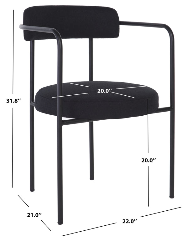 Safavieh Andrean Dining Chair - Chic Grey Boucle Fabric With Black Metal Legs For Stylish Comfort And Durability Black ,Black Metal ,Fabric ,Foam ,Mdf Dch3901d-set2