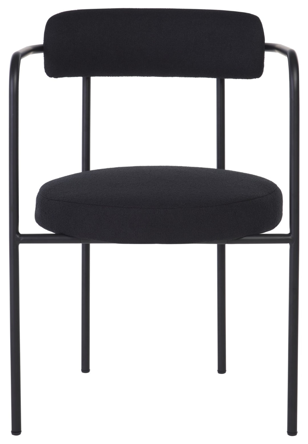 Safavieh ANDREAN Dining Arm Chair - Luxurious Boucle Fabric & Sturdy Metal Legs for Modern Elegance Black / Black DCH3901D-SET2