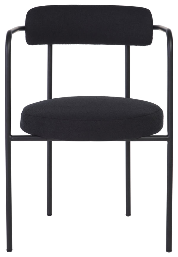 Safavieh Andrean Dining Chair - Chic Grey Boucle Fabric With Black Metal Legs For Stylish Comfort And Durability Black ,Black Metal ,Fabric ,Foam ,Mdf Dch3901d-set2