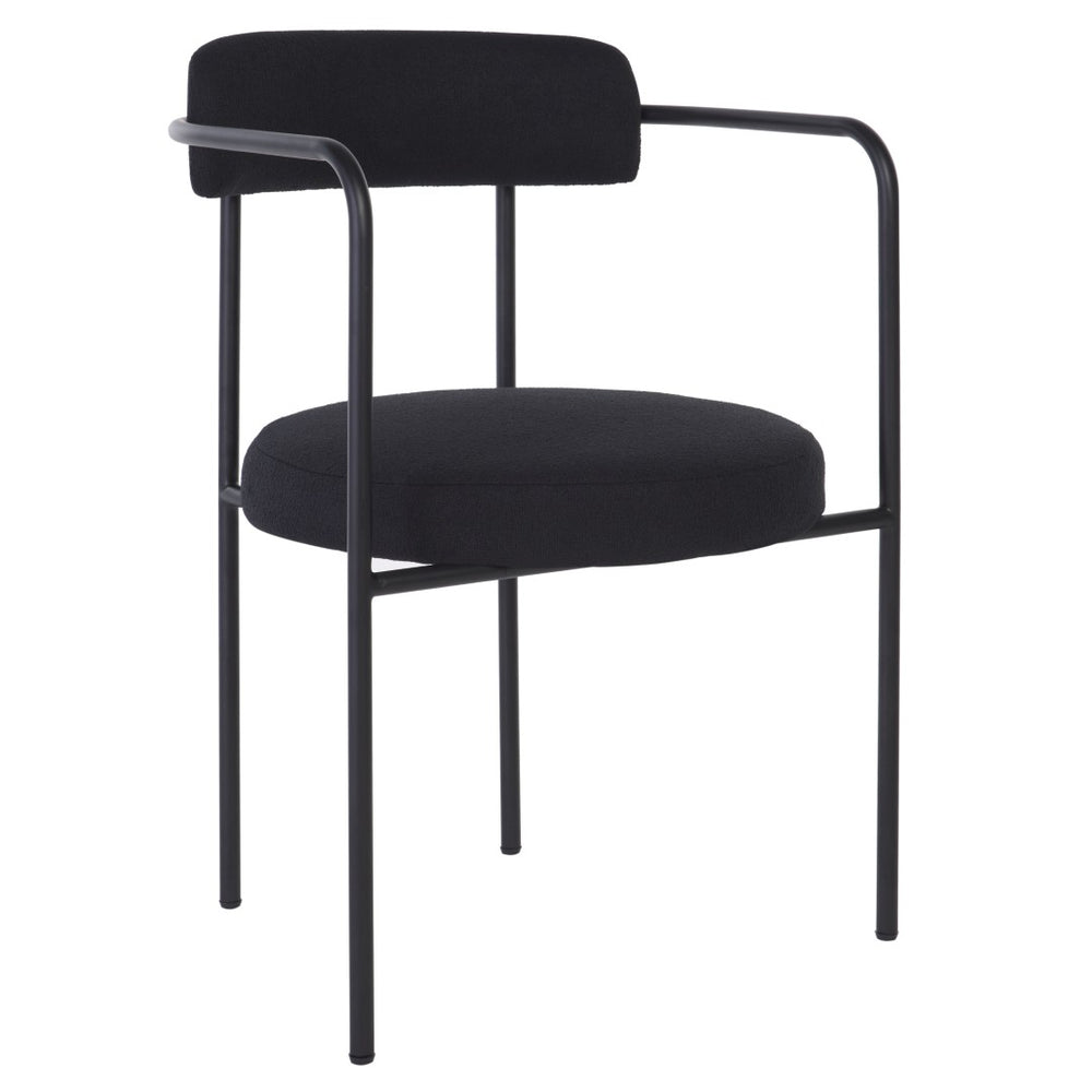 Safavieh ANDREAN Dining Arm Chair - Luxurious Boucle Fabric & Sturdy Metal Legs for Modern Elegance Black / Black DCH3901D-SET2