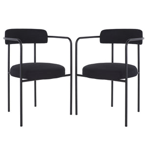 Safavieh Andrean Dining Chair - Chic Grey Boucle Fabric With Black Metal Legs For Stylish Comfort And Durability Black ,Black Metal ,Fabric ,Foam ,Mdf Dch3901d-set2