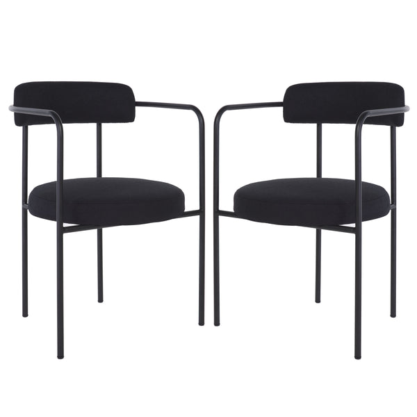 Safavieh Andrean Dining Chair - Chic Grey Boucle Fabric With Black Metal Legs For Stylish Comfort And Durability Black ,Black Metal ,Fabric ,Foam ,Mdf Dch3901d-set2