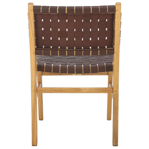 Safavieh TAIKA Woven Leather Dining Chair - Artisan Crafted, Modern Design, Perfect for Stylish Dining Spaces Cognac / Natural DCH4000A-SET2
