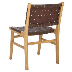 Safavieh TAIKA Woven Leather Dining Chair - Artisan Crafted, Modern Design, Perfect for Stylish Dining Spaces Cognac / Natural DCH4000A-SET2