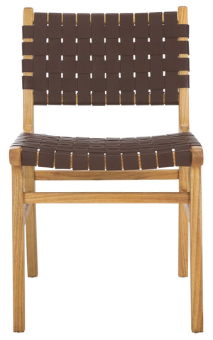 Safavieh TAIKA Woven Leather Dining Chair - Artisan Crafted, Modern Design, Perfect for Stylish Dining Spaces Cognac / Natural DCH4000A-SET2