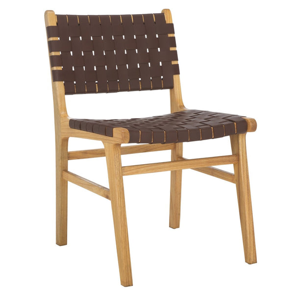 Safavieh TAIKA Woven Leather Dining Chair - Artisan Crafted, Modern Design, Perfect for Stylish Dining Spaces Cognac / Natural DCH4000A-SET2