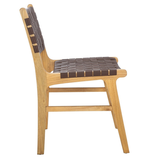 Safavieh TAIKA Woven Leather Dining Chair - Artisan Crafted, Modern Design, Perfect for Stylish Dining Spaces Cognac / Natural DCH4000A-SET2