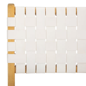 Safavieh TAIKA Woven Leather Dining Chair - Artisan Crafted, Modern Design, Perfect for Stylish Dining Spaces White / Natural DCH4000B-SET2