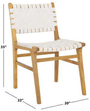 Safavieh TAIKA Woven Leather Dining Chair - Artisan Crafted, Modern Design, Perfect for Stylish Dining Spaces White / Natural DCH4000B-SET2