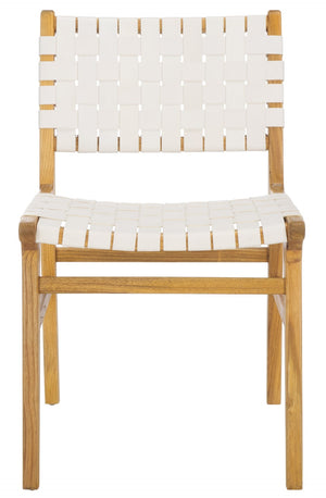 Safavieh TAIKA Woven Leather Dining Chair - Artisan Crafted, Modern Design, Perfect for Stylish Dining Spaces White / Natural DCH4000B-SET2