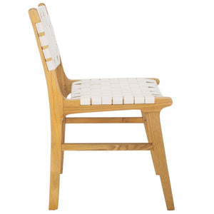 Safavieh TAIKA Woven Leather Dining Chair - Artisan Crafted, Modern Design, Perfect for Stylish Dining Spaces White / Natural DCH4000B-SET2