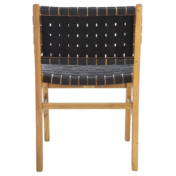 Safavieh TAIKA Woven Leather Dining Chair - Artisan Crafted, Modern Design, Perfect for Stylish Dining Spaces Black / Natural DCH4000C-SET2