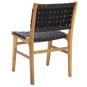 Safavieh TAIKA Woven Leather Dining Chair - Artisan Crafted, Modern Design, Perfect for Stylish Dining Spaces Black / Natural DCH4000C-SET2