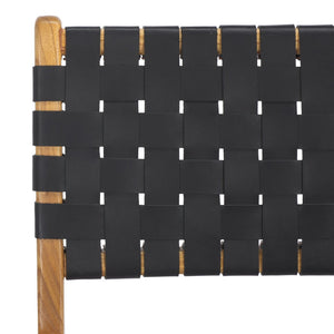 Safavieh TAIKA Woven Leather Dining Chair - Artisan Crafted, Modern Design, Perfect for Stylish Dining Spaces Black / Natural DCH4000C-SET2