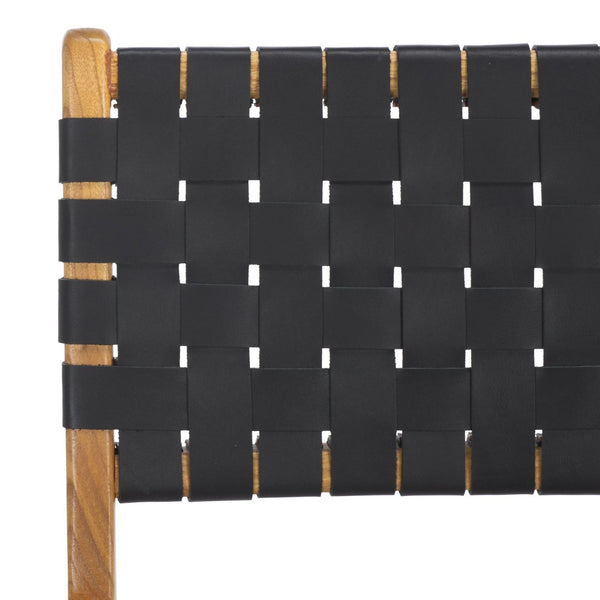 Safavieh TAIKA Woven Leather Dining Chair - Artisan Crafted, Modern Design, Perfect for Stylish Dining Spaces Black / Natural DCH4000C-SET2