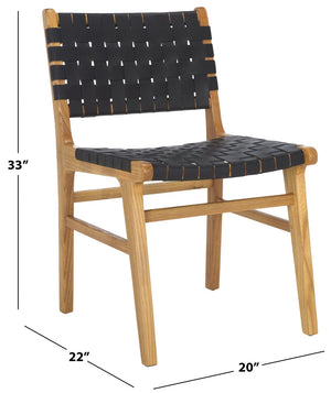 Safavieh TAIKA Woven Leather Dining Chair - Artisan Crafted, Modern Design, Perfect for Stylish Dining Spaces Black / Natural DCH4000C-SET2