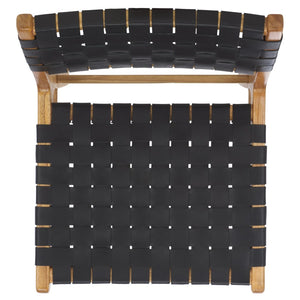 Safavieh TAIKA Woven Leather Dining Chair - Artisan Crafted, Modern Design, Perfect for Stylish Dining Spaces Black / Natural DCH4000C-SET2