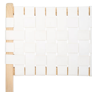 Safavieh TAIKA WOVEN LEATHER DINING CHAIR - Luxurious Comfort and Modern Design for Upscale Dining Spaces White / Light Natural DCH4000D-SET2