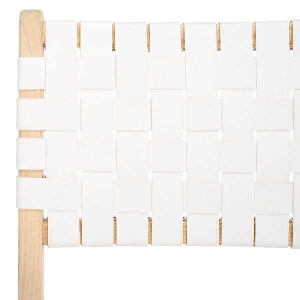 Safavieh TAIKA WOVEN LEATHER DINING CHAIR - Luxurious Comfort and Modern Design for Upscale Dining Spaces White / Light Natural DCH4000D-SET2