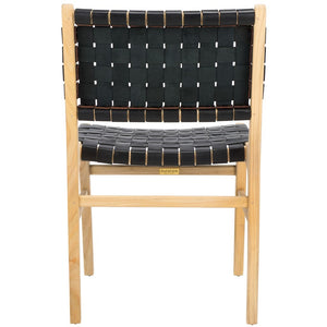 Safavieh Taika Woven Leather Dining Chair - Set of 2 Black / Light Natural DCH4000E-SET2
