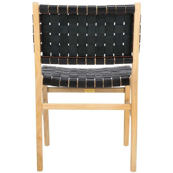Safavieh Taika Woven Leather Dining Chair - Set of 2 Black / Light Natural DCH4000E-SET2