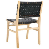 Safavieh Taika Woven Leather Dining Chair - Set of 2 Black / Light Natural DCH4000E-SET2