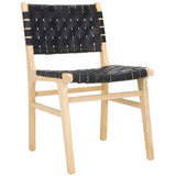 Safavieh Taika Woven Leather Dining Chair - Set of 2 Black / Light Natural DCH4000E-SET2