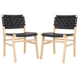 Safavieh Taika Woven Leather Dining Chair - Set of 2 Black / Light Natural DCH4000E-SET2