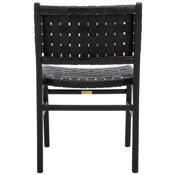 Safavieh Taika Woven Leather Dining Chair - Set of 2 Black DCH4000G-SET2